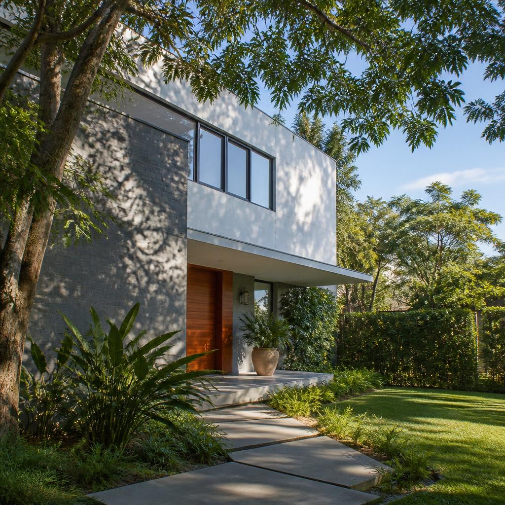 Casa contemporânea cercada por jardim em Três Figueiras
